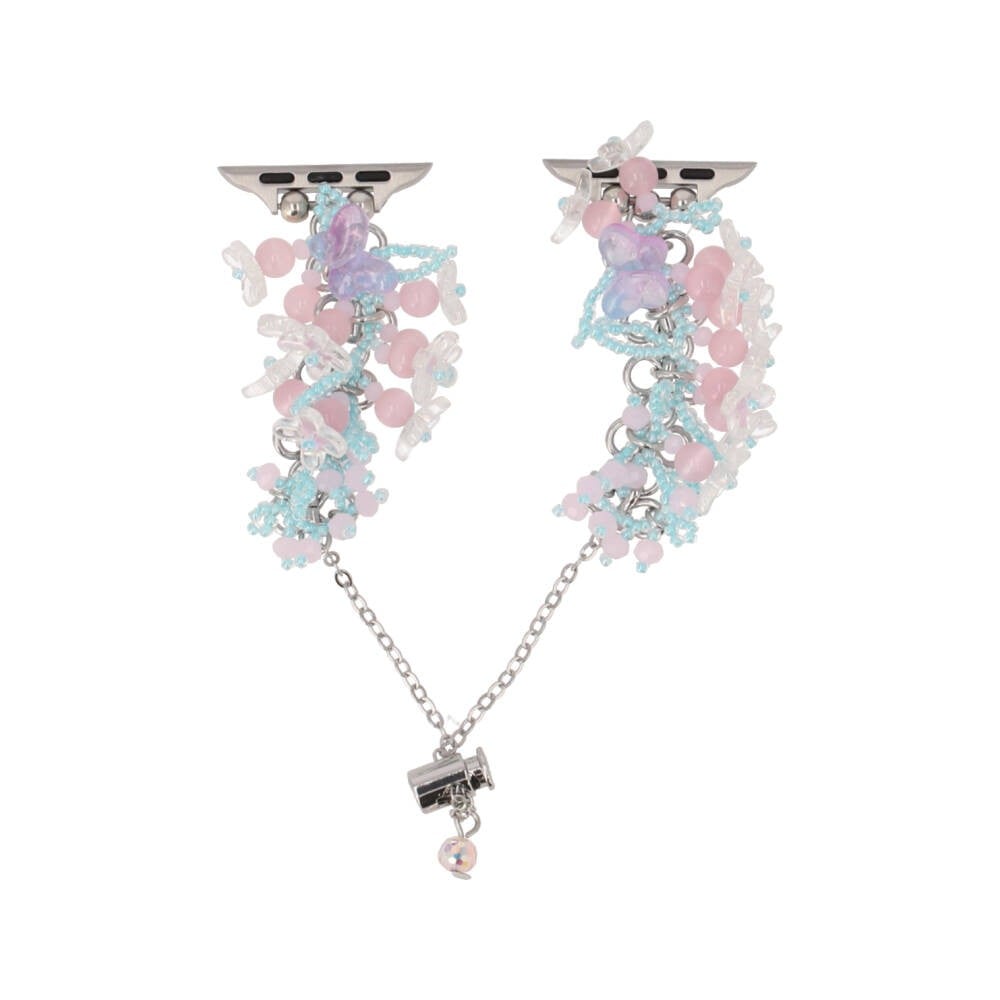 Blue Box สาย Apple Watch Strap Series 6,7,8,9,10,11,SE1,SE2 (39/40/41/42mm) Flowery Beads Pink/Blue