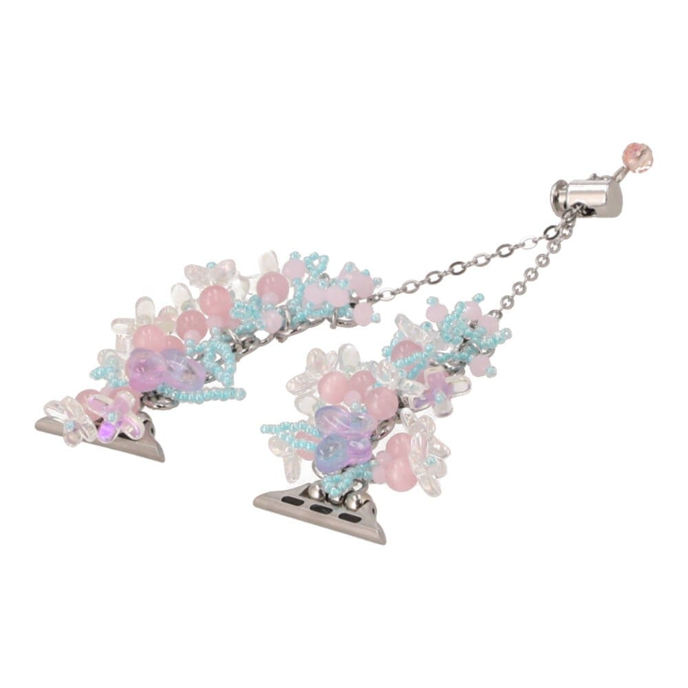 Blue Box สาย Apple Watch Strap Series 6,7,8,9,10,11,SE1,SE2 (39/40/41/42mm) Flowery Beads Pink/Blue