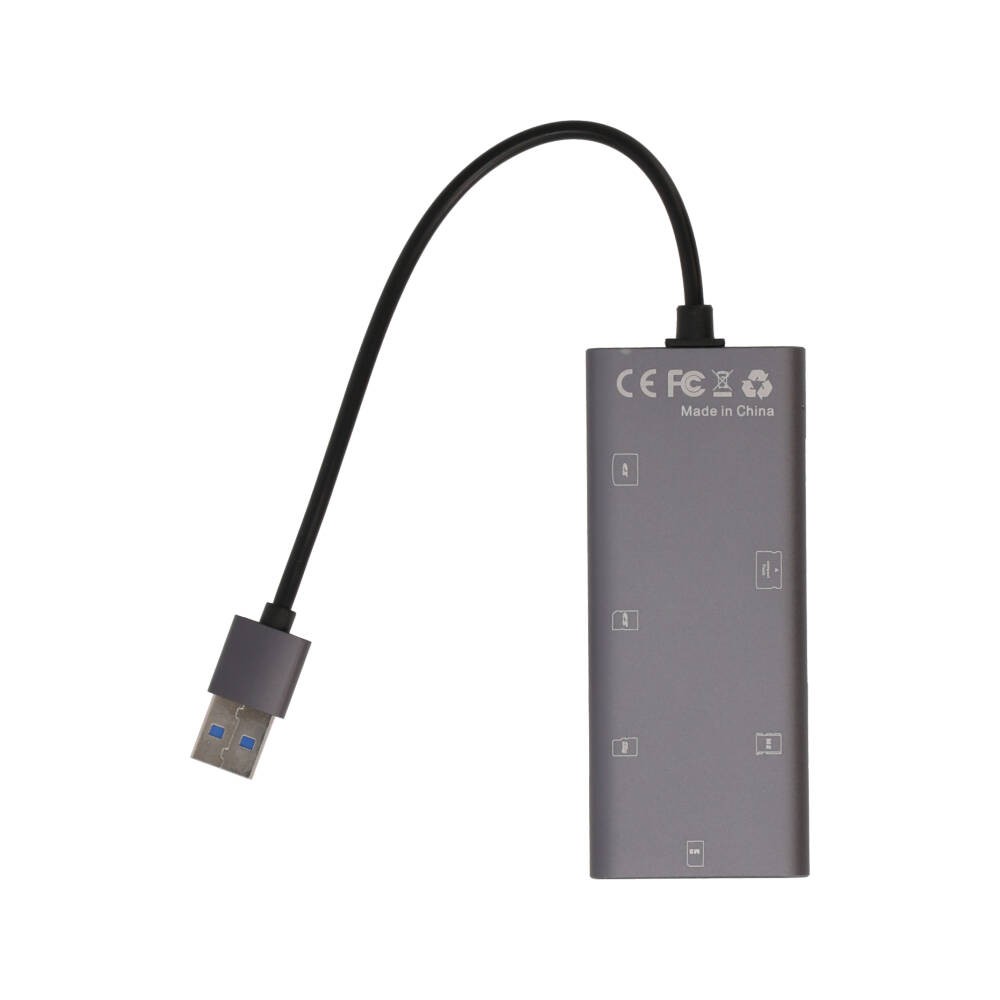 Blue Box 6-in-1 USB-A Card Reader Silver Grey