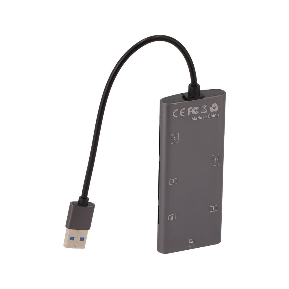 Blue Box 6-in-1 USB-A Card Reader Silver Grey