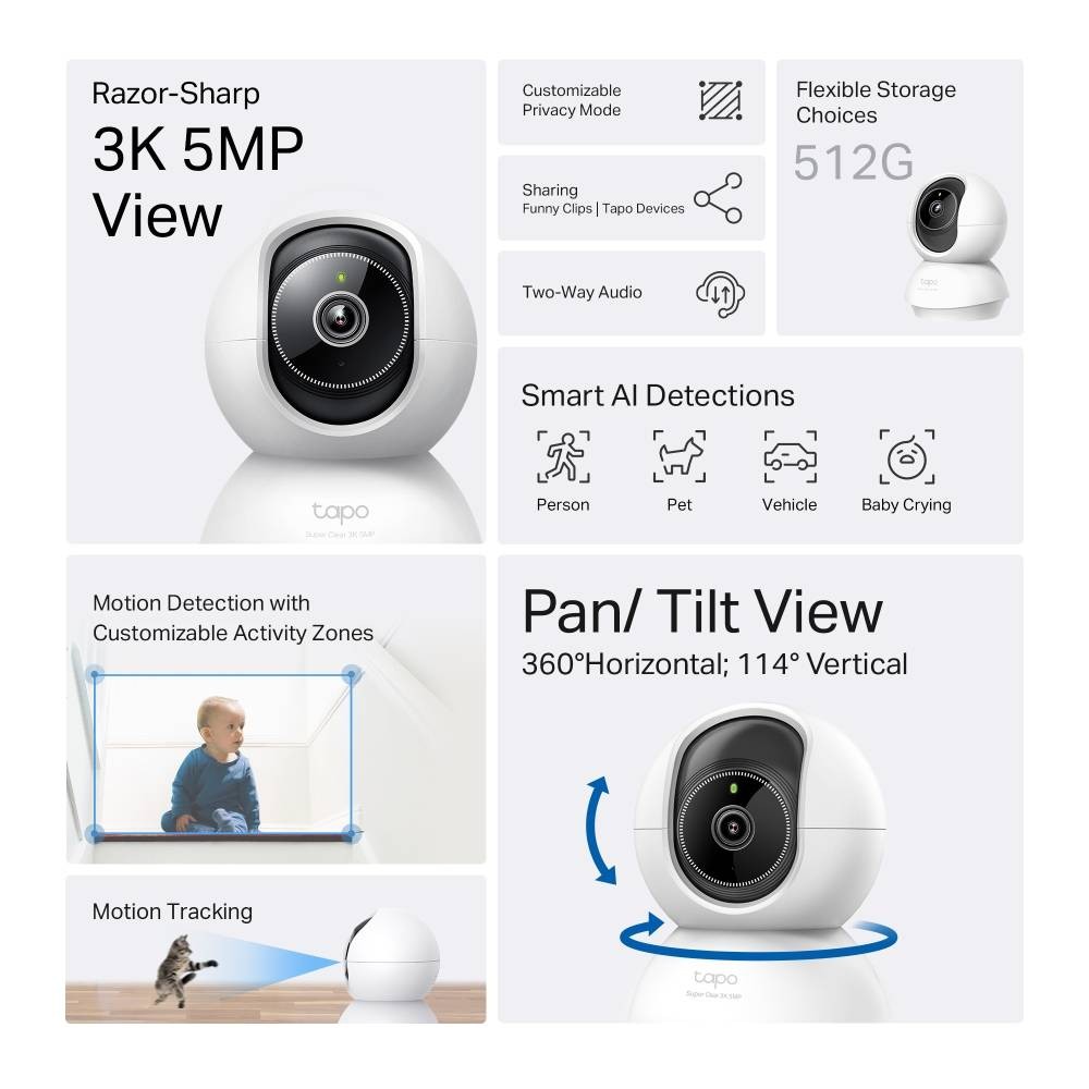 กล้องวงจรปิด TP-Link Tapo C230 AI Home Security Wi-Fi Camera 5MP