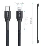 สายชาร์จ AUKEY USB-C to Lightning Cable Kevar (MFI) 1.2M. Black (CB-AKL3)