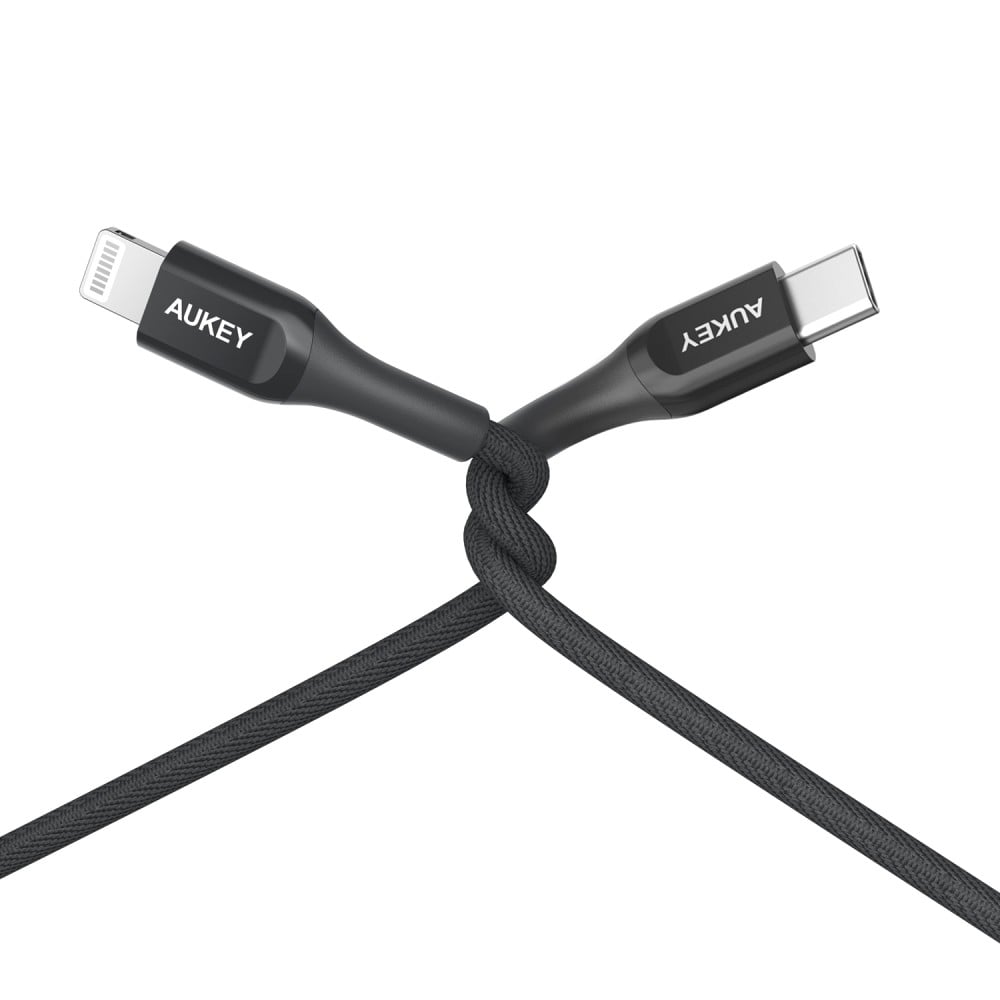สายชาร์จ AUKEY USB-C to Lightning Cable Kevar (MFI) 1.2M. Black (CB-AKL3)