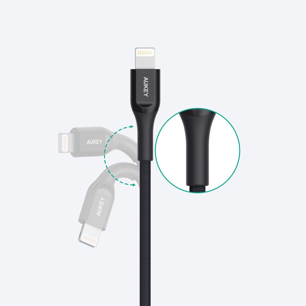 สายชาร์จ AUKEY USB-C to Lightning Cable Kevar (MFI) 1.2M. Black (CB-AKL3)