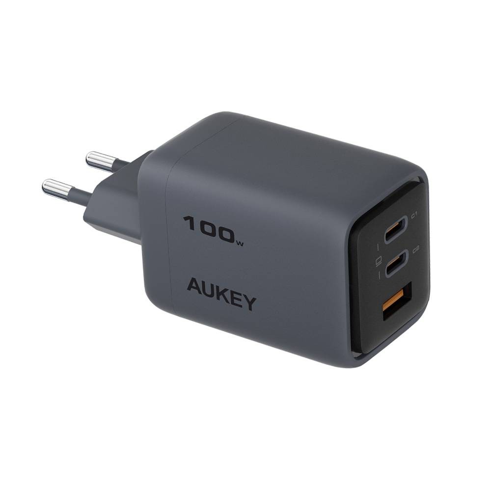 อะแดปเตอร์ AUKEY Wall USB Charger 1 USB-A / 2 USB-C (PD100W) GaN Gray (PA-C5) (TISI)