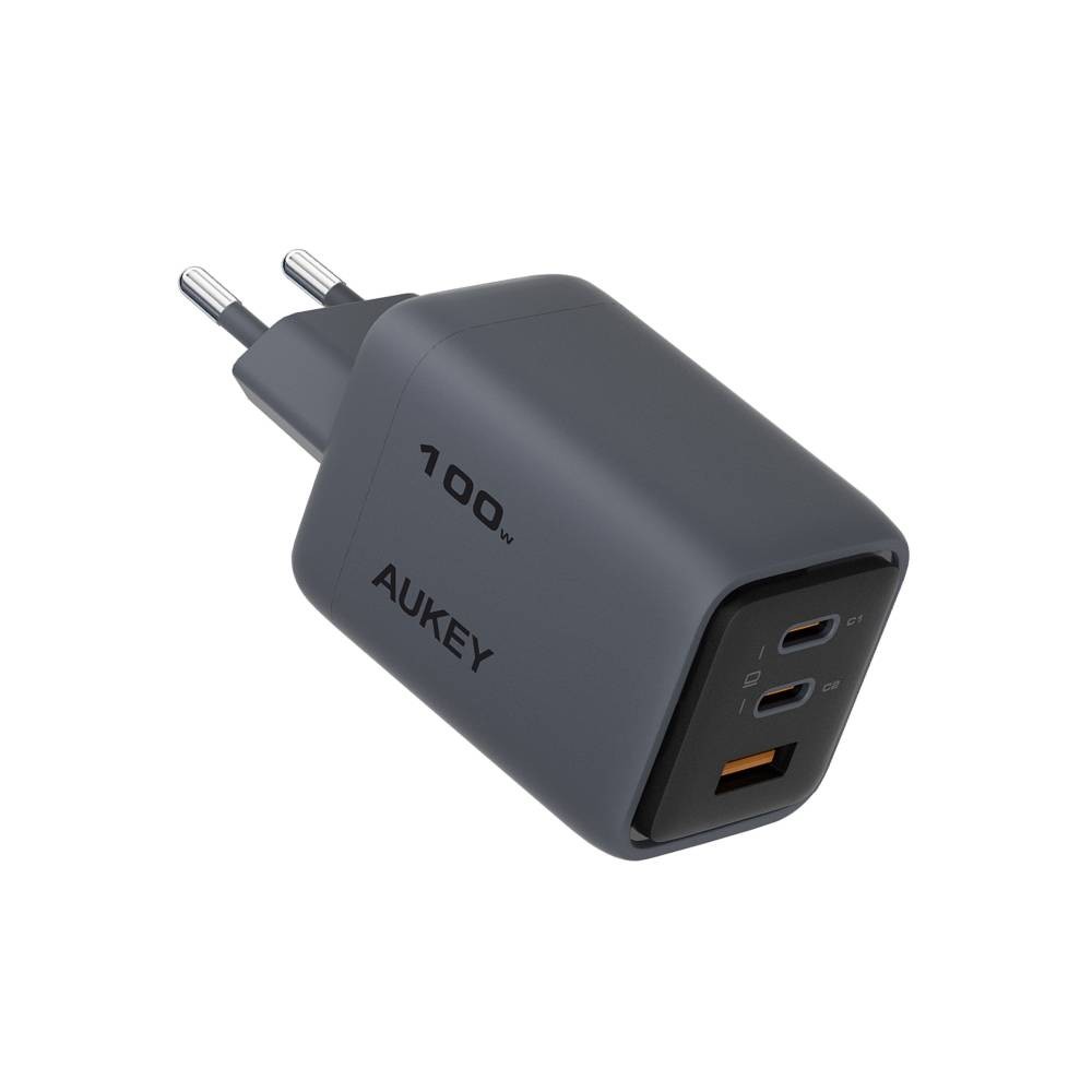 อะแดปเตอร์ AUKEY Wall USB Charger 1 USB-A / 2 USB-C (PD100W) GaN Gray (PA-C5) (TISI)