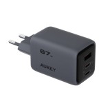 อะแดปเตอร์ AUKEY Wall USB Charger 1 USB-A / 2 USB-C (PD67W) GaN Gray (PA-C3) (TISI)