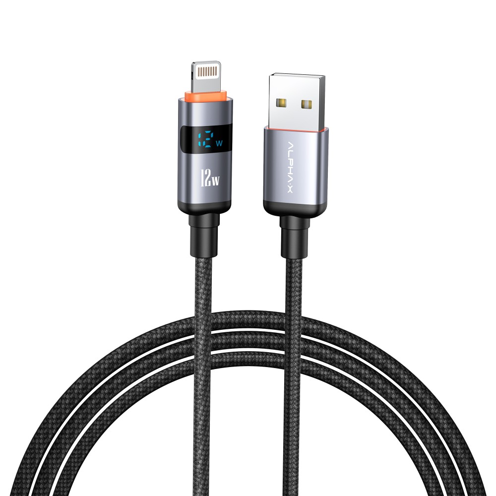 สายชาร์จ ALPHA.X USB-A to Lightning Cable 12W 1.2M Black (ALU-AL09)