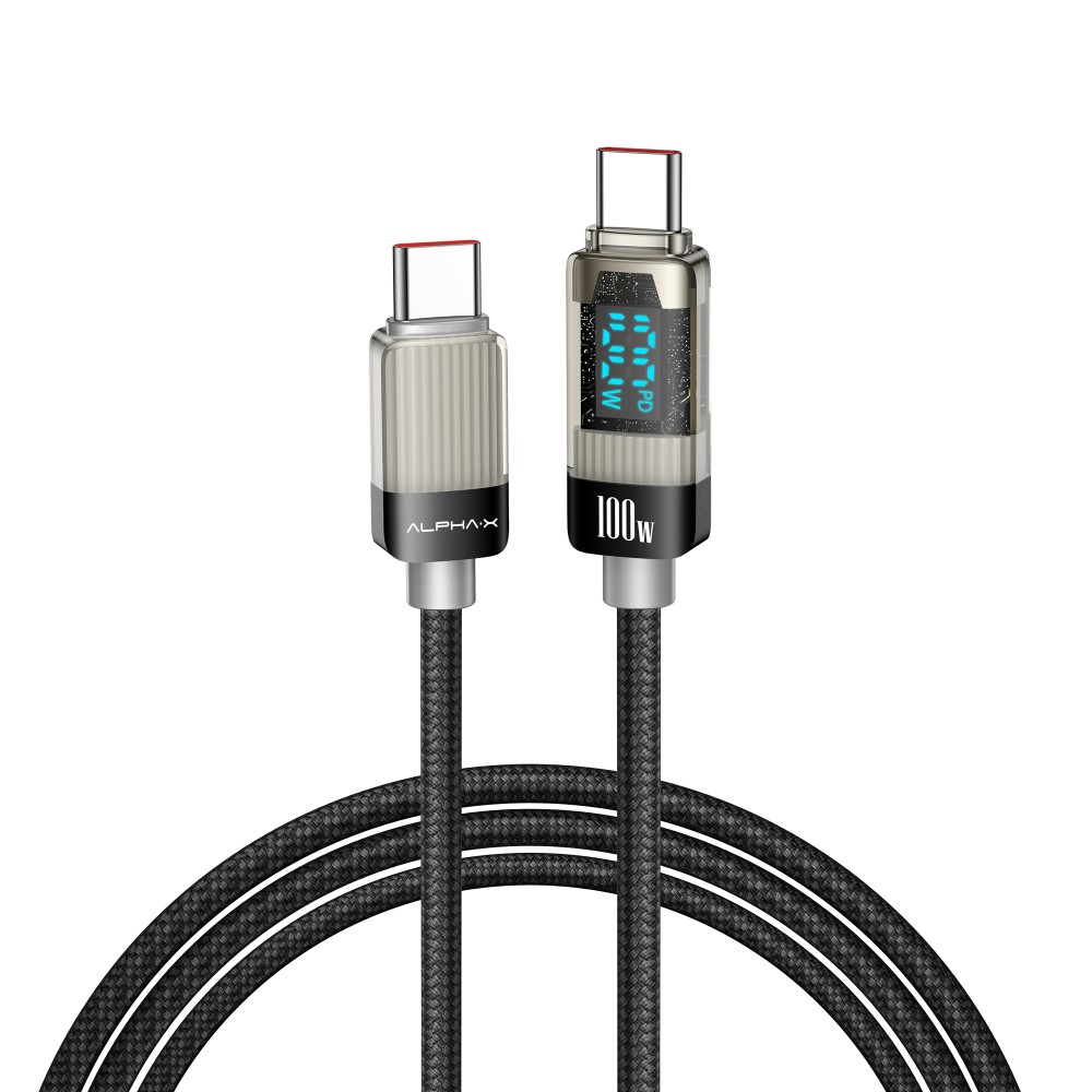 สายชาร์จ ALPHA.X USB-C to USB-C Cable 100W 1.2M Black (ALU-CC10)