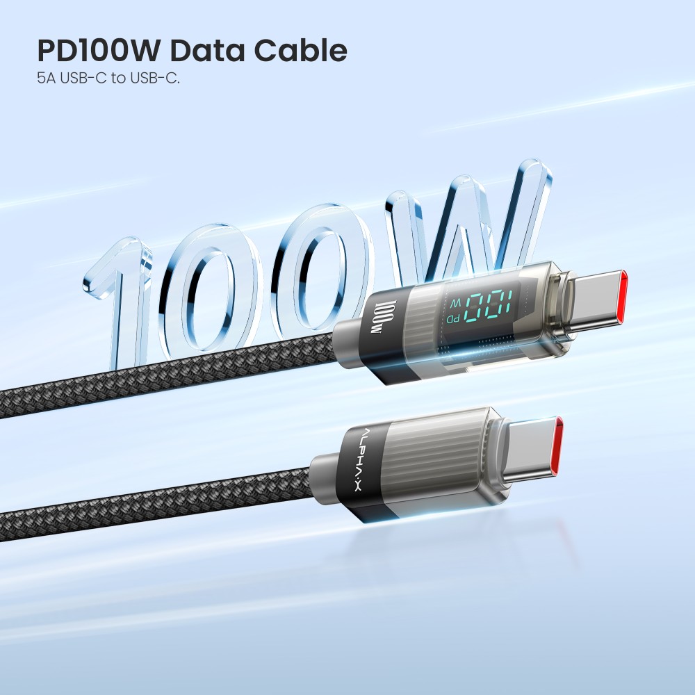 สายชาร์จ ALPHA.X USB-C to USB-C Cable 100W 1.2M Black (ALU-CC10)