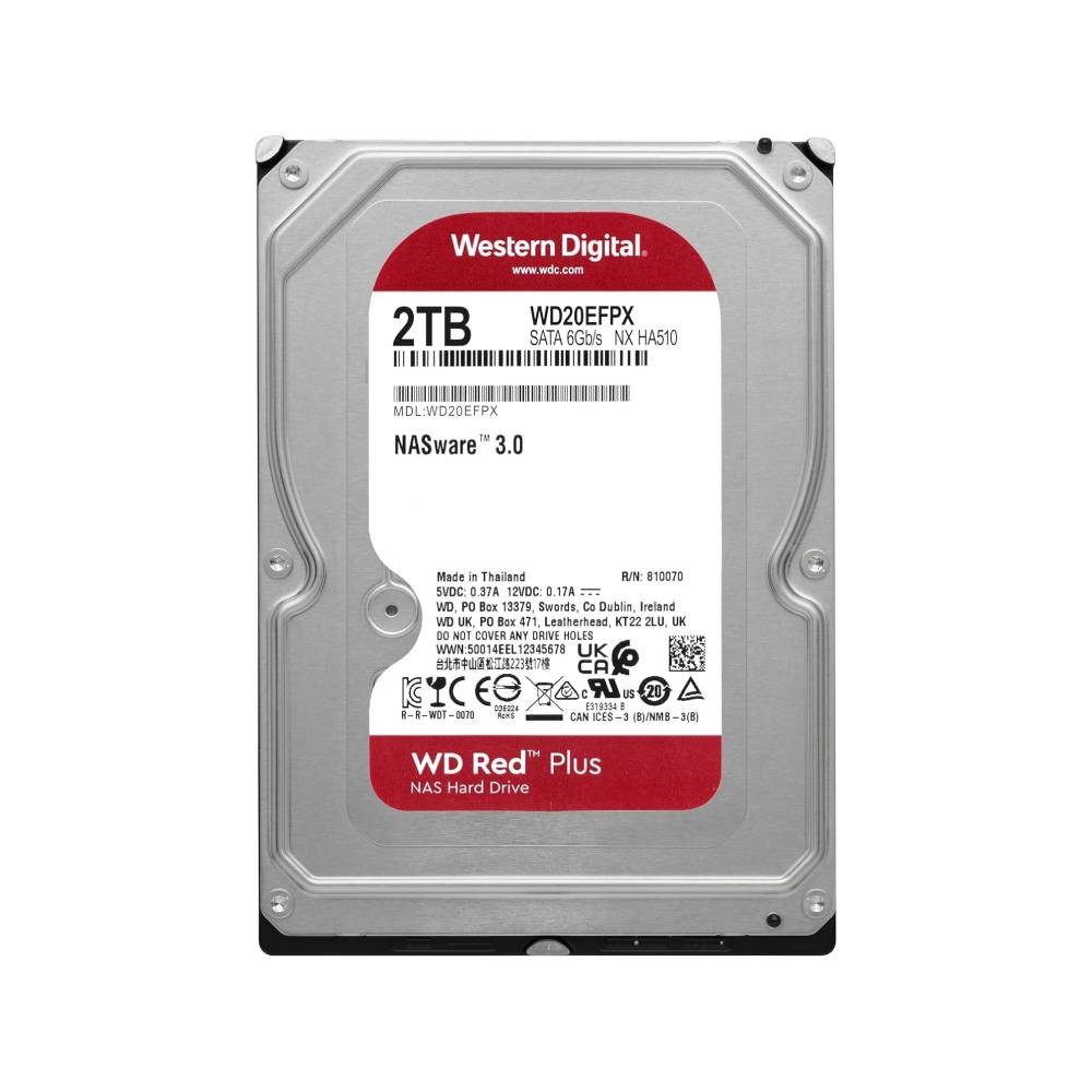 ฮาร์ดดิสก์ WD 2TB Red Plus 5400rpm 64MB HDD SATA for NAS -3Year (WD20EFPX)