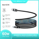 สายชาร์จ ALPHA.X USB-C to USB-C Magnetic Cable 60W 1M. Black (ALU-CC14)