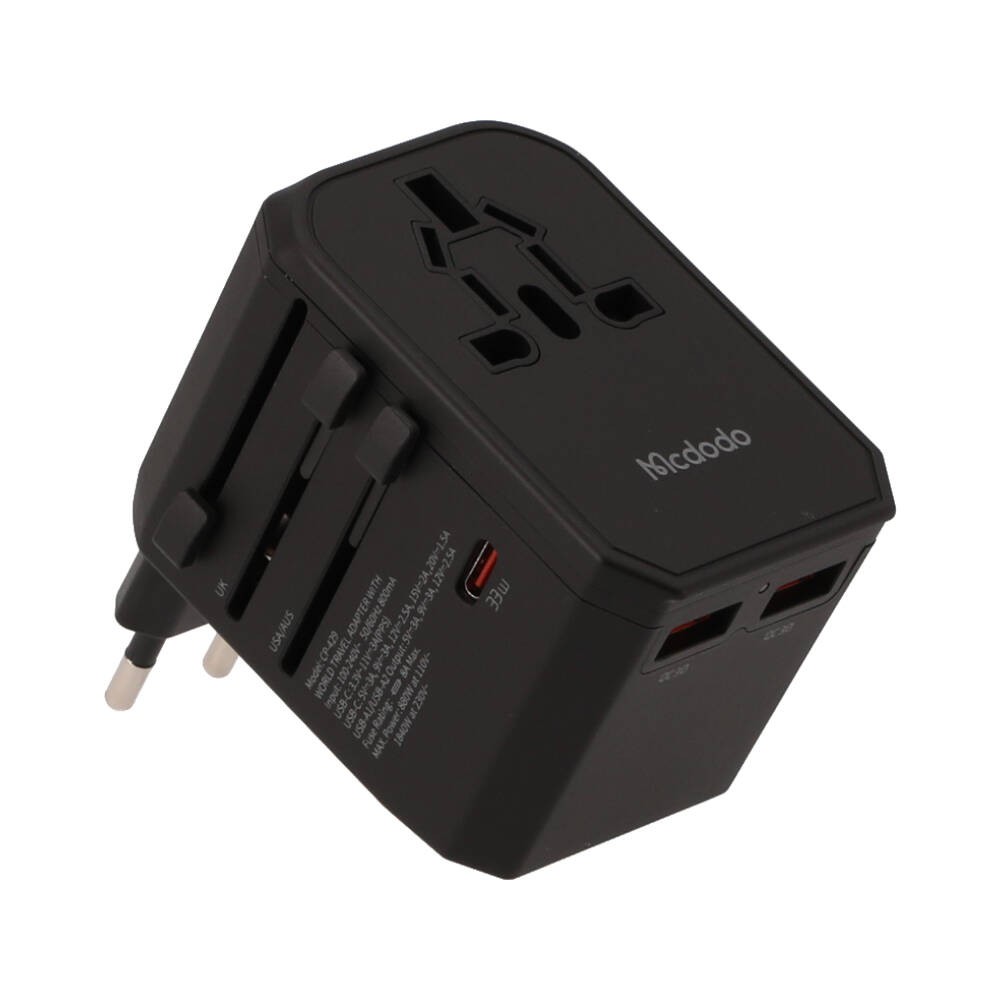 หัวแปลงปลั๊กไฟ Mcdodo Universal Travel Adapter (UK/US/EU/AU) 33W 1C+2A+1AC