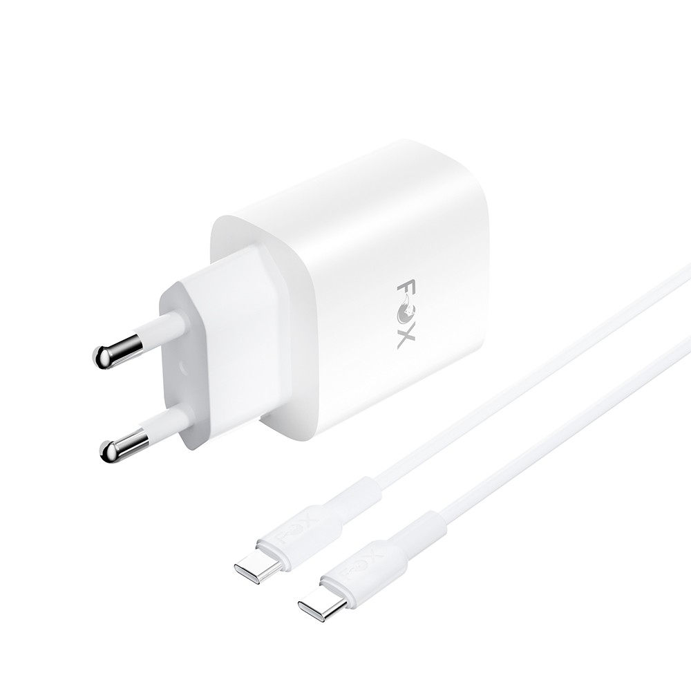 อะแดปเตอร์ FOX Wall USB Charger 1 USB-A (QC3.0A) / 1 USB-C (PD20W) + USB-C to USB-C Cable 1M. White (AP28)