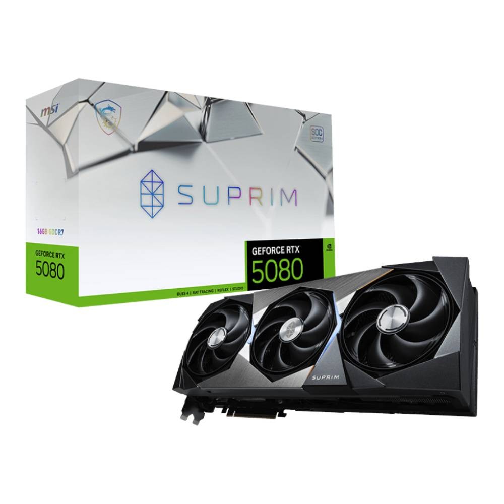 การ์ดจอ MSI GeForce RTX 5080 16G SUPRIM SOC 16GB GDDR7 256-bit