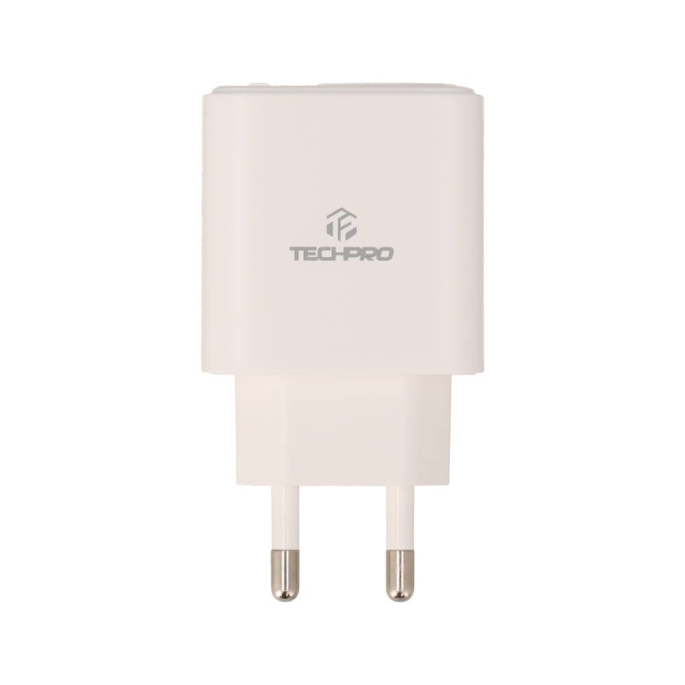 อะแดปเตอร์พร้อมสายชาร์จ TECHPRO Wall USB Charger 1 USB-C (PD20W) + USB-C to USB-C Cable 1M. White (TP-WC04CC) (TISI)