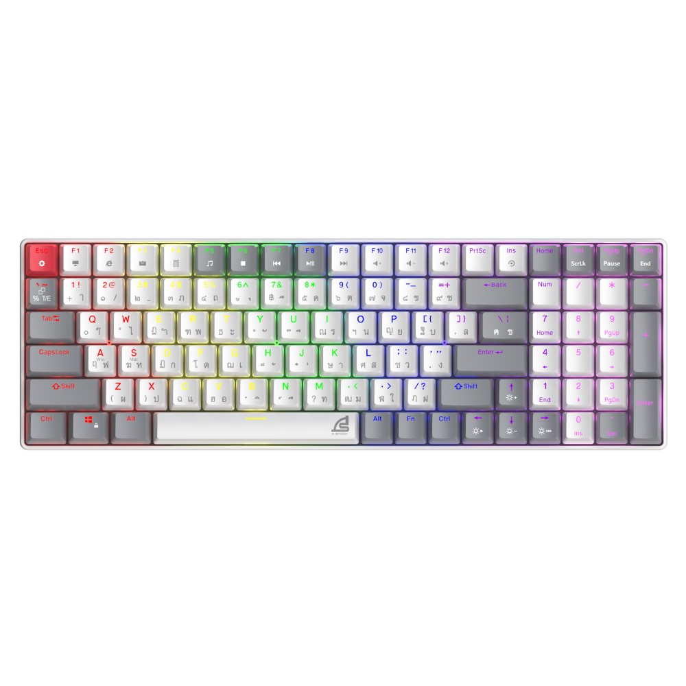คีย์บอร์ดเกมมิ่ง SIGNO E-Sport Mechanical MOBILUS KB-723 White - Blue Switch