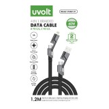 สายชาร์จ UVOLT 4-in-1 Multifunctional Cable 60W Fast Charge & Data Sync 1.5M Black (UV4In1-01BK)
