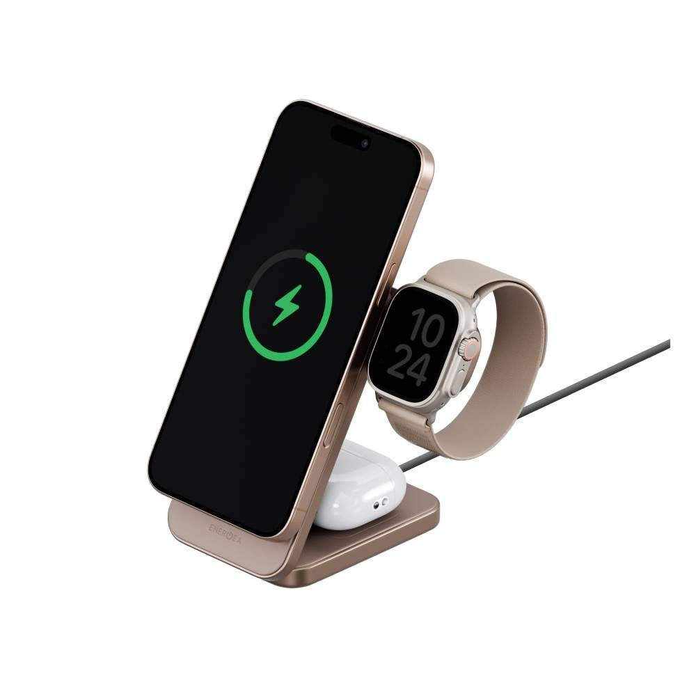 ที่ชาร์จไร้สาย ENERGEA 3-in-1 Qi2 Wireless Charger Foldable Magnetic Stand MAGTRIO PLUS 22.5W Gold