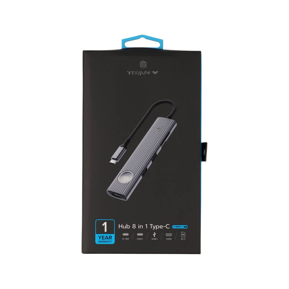 TITANV Port Hub Type-C HUB 8-in-1 2xUSB-A 3.0 (TI-HB001)