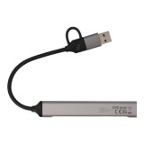 TECHPRO Port Hub 5-in-2 2xUSB 2.0/USB 3.0/Card reader SDTF Gray