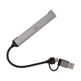 TECHPRO Port Hub 5-in-2 2xUSB 2.0/USB 3.0/Card reader SDTF Gray
