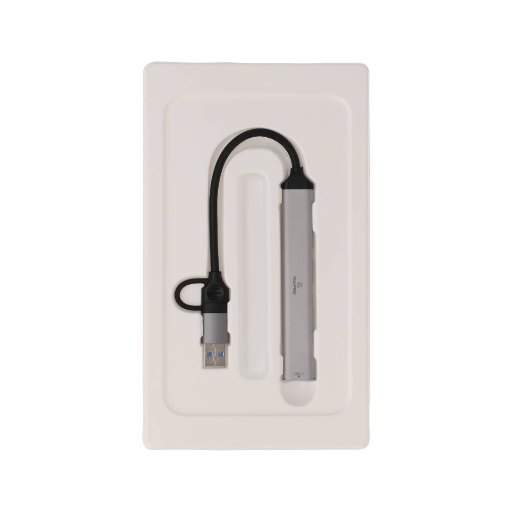 TECHPRO Port Hub 5-in-2 2xUSB 2.0/USB 3.0/Card reader SDTF Gray