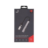 TECHPRO Port Hub 5-in-2 2xUSB 2.0/USB 3.0/Card reader SDTF Gray