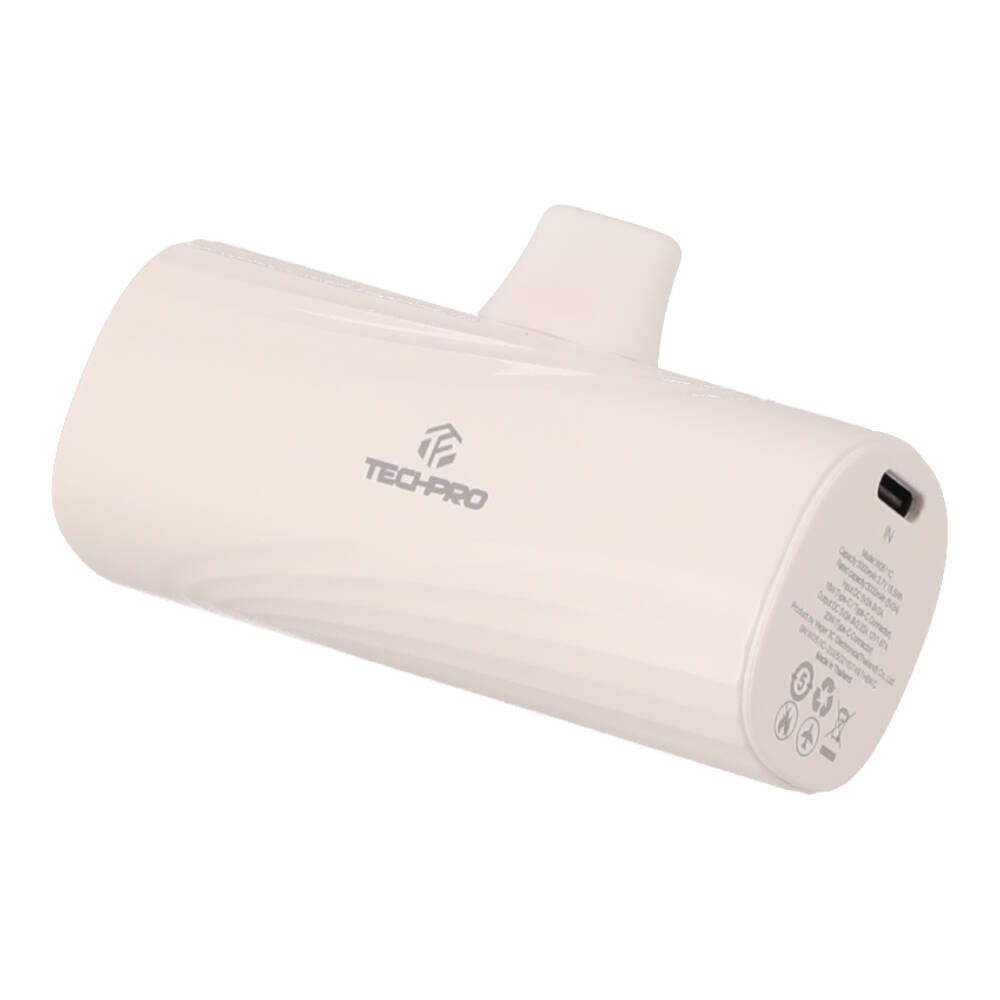 พาวเวอร์แบงค์ TECHPRO 5000 mAh Type-C PD (TP-PB5C) White