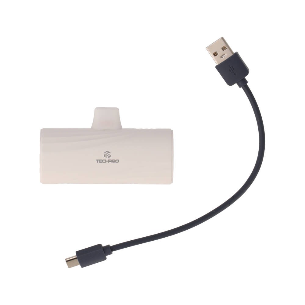 พาวเวอร์แบงค์ TECHPRO 5000 mAh Type-C PD (TP-PB5C) White