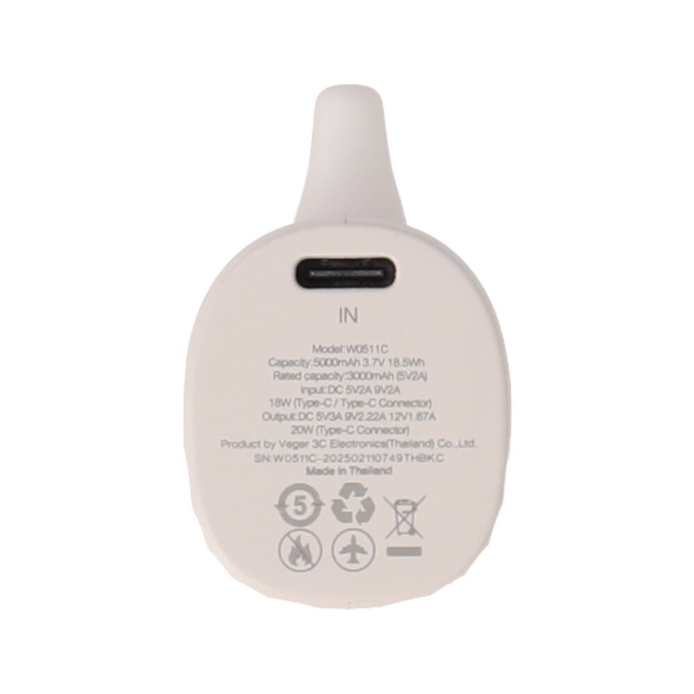 พาวเวอร์แบงค์ TECHPRO 5000 mAh Type-C PD (TP-PB5C) White