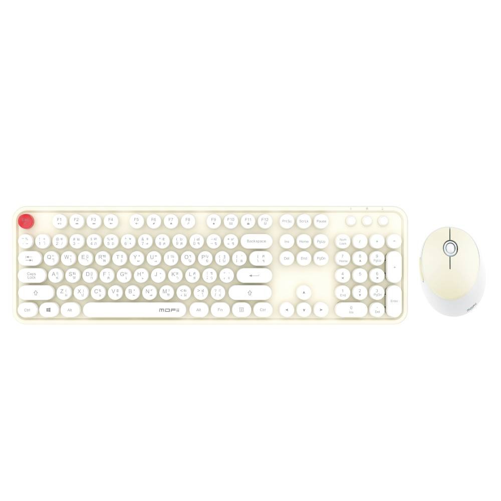 เมาส์และคีย์บอร์ดไร้สาย MOFii Wireless Mouse + Keyboard Sweet Full Size Offwhite