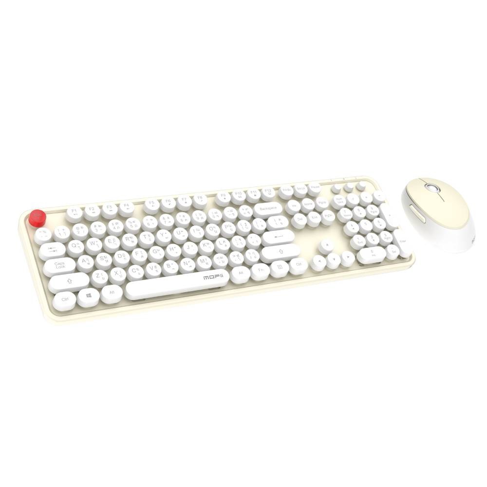 เมาส์และคีย์บอร์ดไร้สาย MOFii Wireless Mouse + Keyboard Sweet Full Size Offwhite
