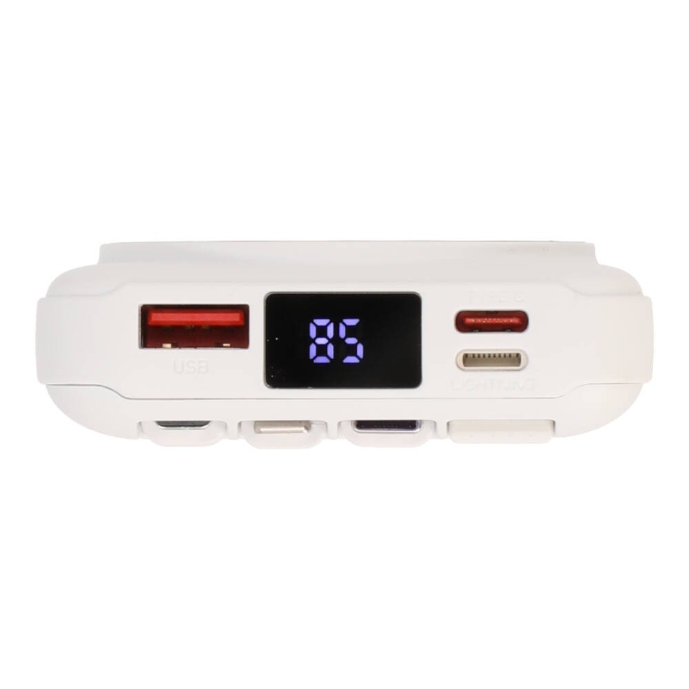 พาวเวอร์แบงค์ TECHPRO 10000 mAh 4-in-1 LED Indicator Magnetic Charger (GC1009) White