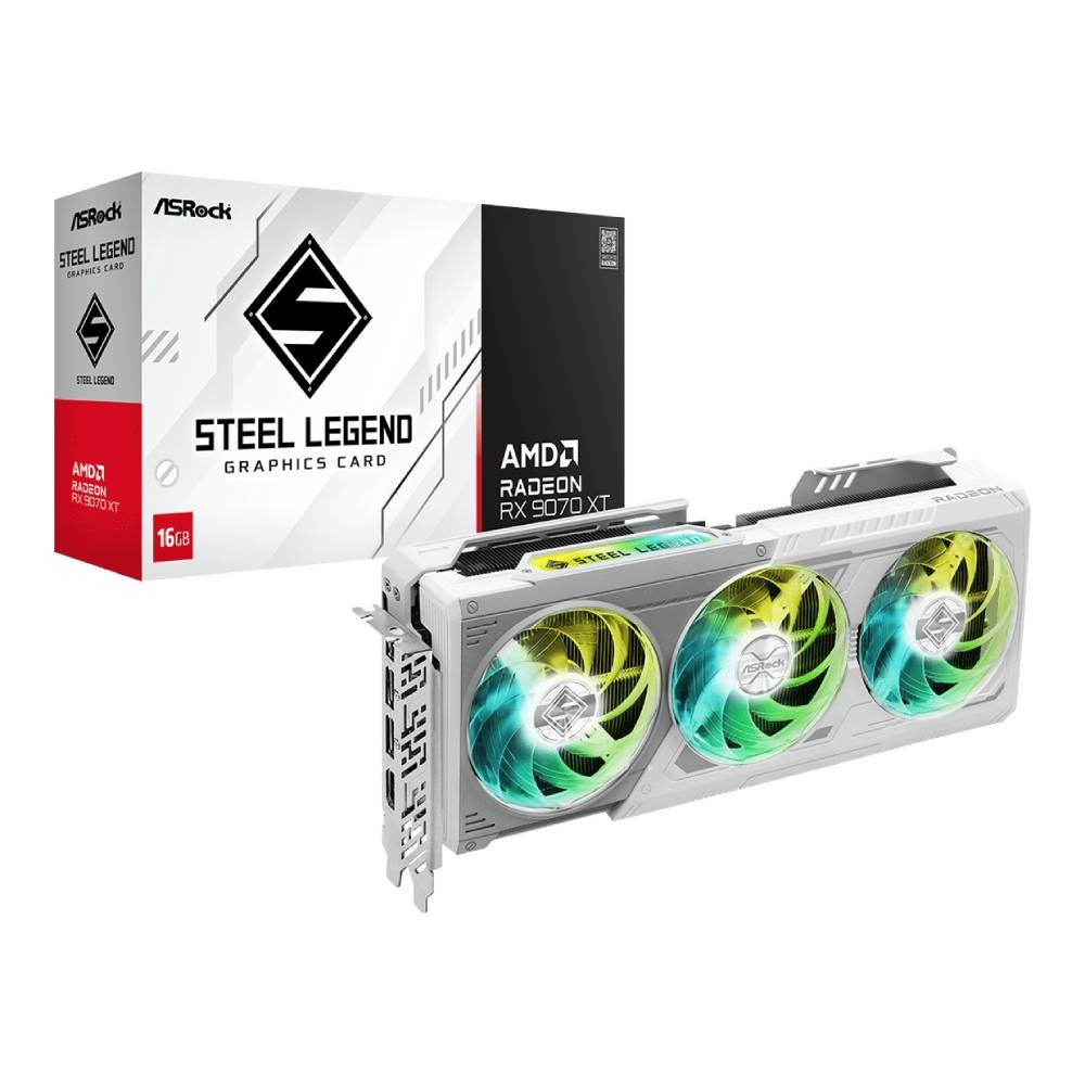 การ์ดจอ ASRock Radeon RX 9070 XT Steel Legend 16GB GDDR6 256-bit