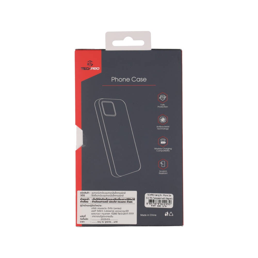 เคส TECHPRO iPhone 16e/17e TPU Transparent with Magnetic