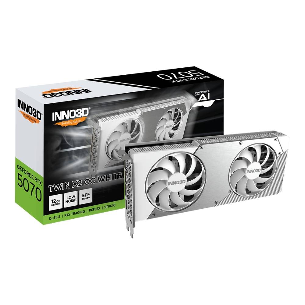 การ์ดจอ INNO3D GeForce RTX 5070 TWIN X2 OC WHITE 12GB GDDR7 192-bit