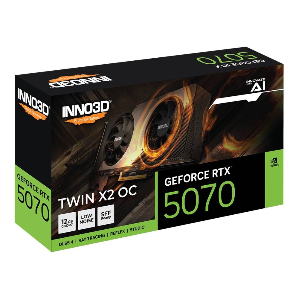 การ์ดจอ INNO3D GeForce RTX 5070 TWIN X2 OC 12GB GDDR7 192-bit