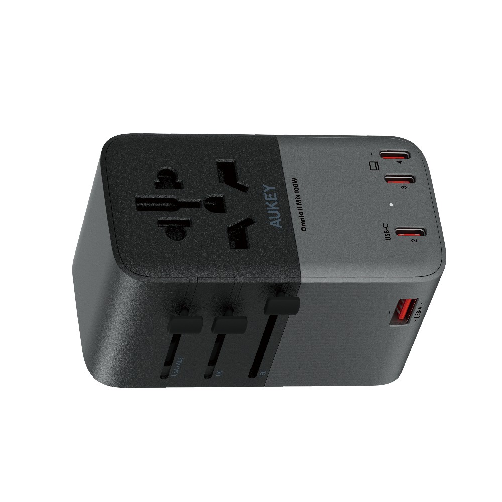 หัวแปลงปลั๊กไฟ AUKEY Travel Mate 100W GaN Universal Adapter with USB Ports (PA-TA09A)