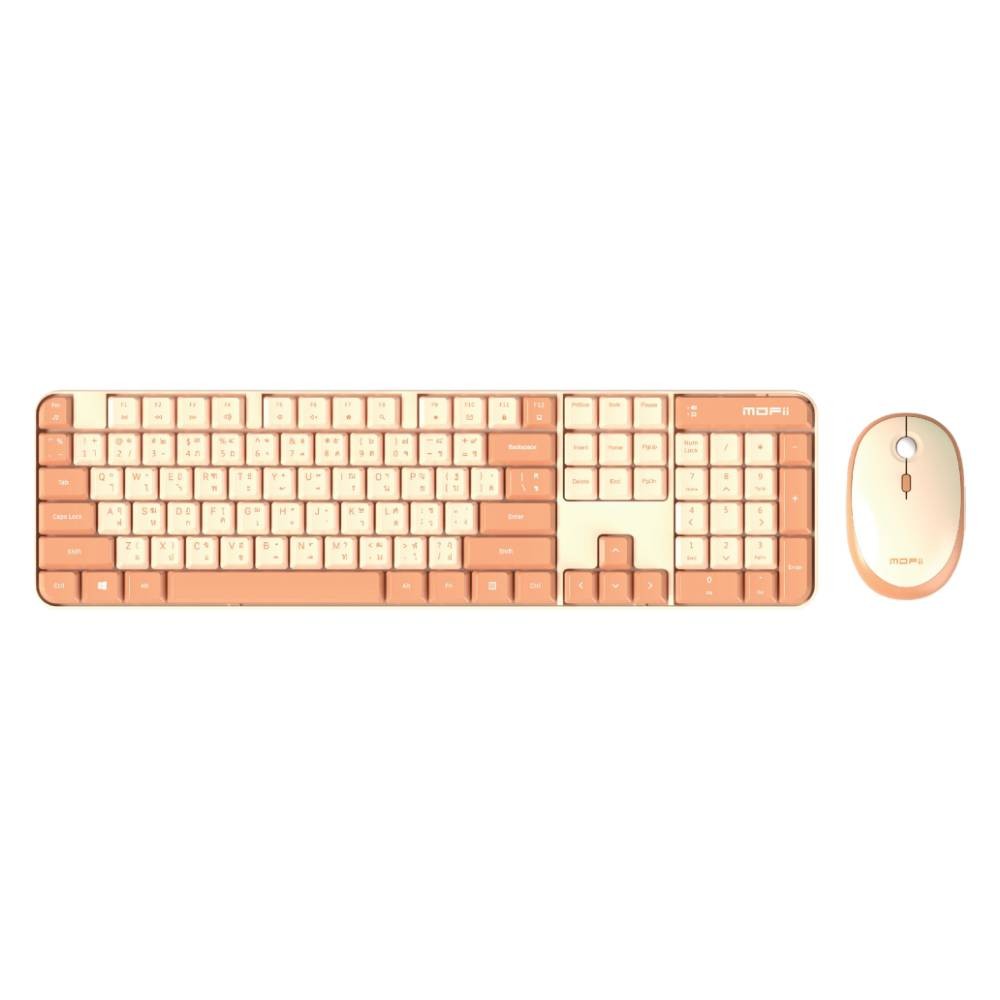 เมาส์และคีย์บอร์ดไร้สาย MOFii Wireless Mouse + Keyboard Tiramisu Milktea