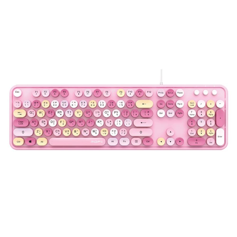 คีย์บอร์ด MOFii Wired Keyboard Sweet K Retro Lippink