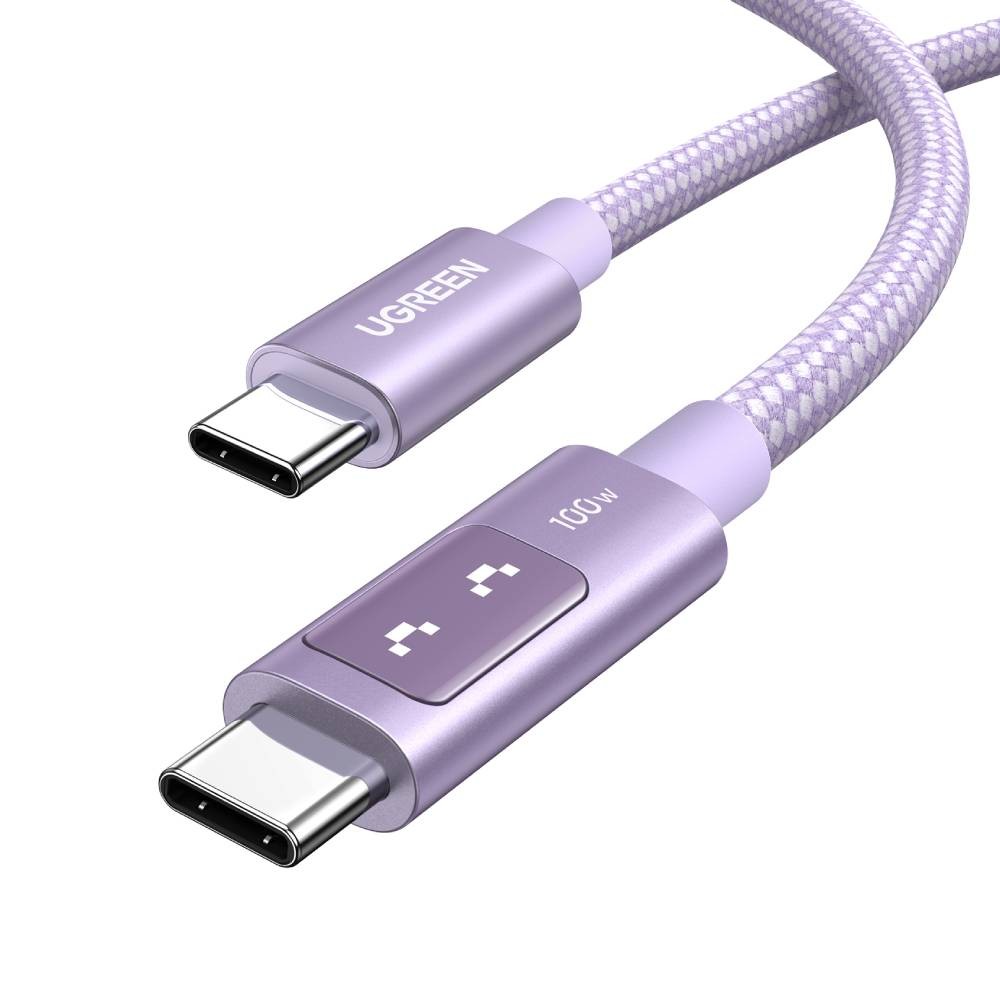 สายชาร์จ Ugreen USB-C to USB-C Cable Nylon 100W 2M. Robot Purple (65216)