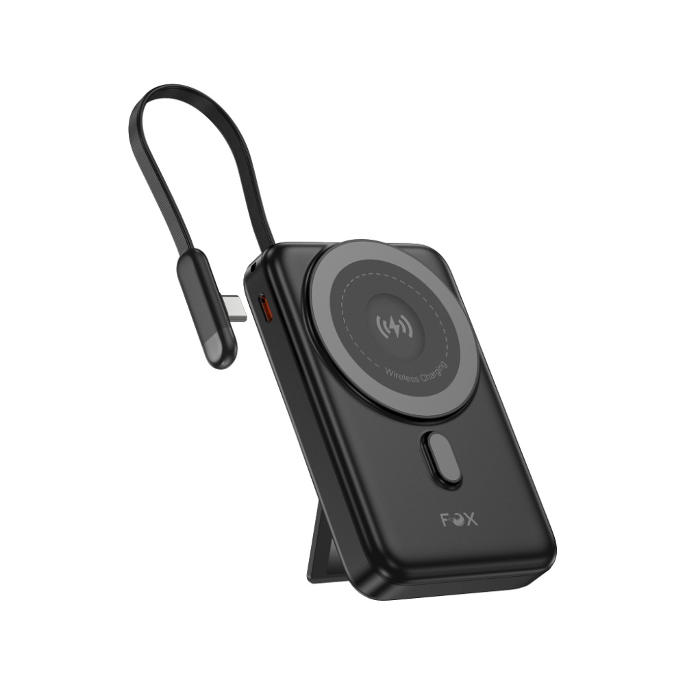 พาวเวอร์แบงค์ FOX 10000 mAh Mini Magnetic Wireless W1081C Black