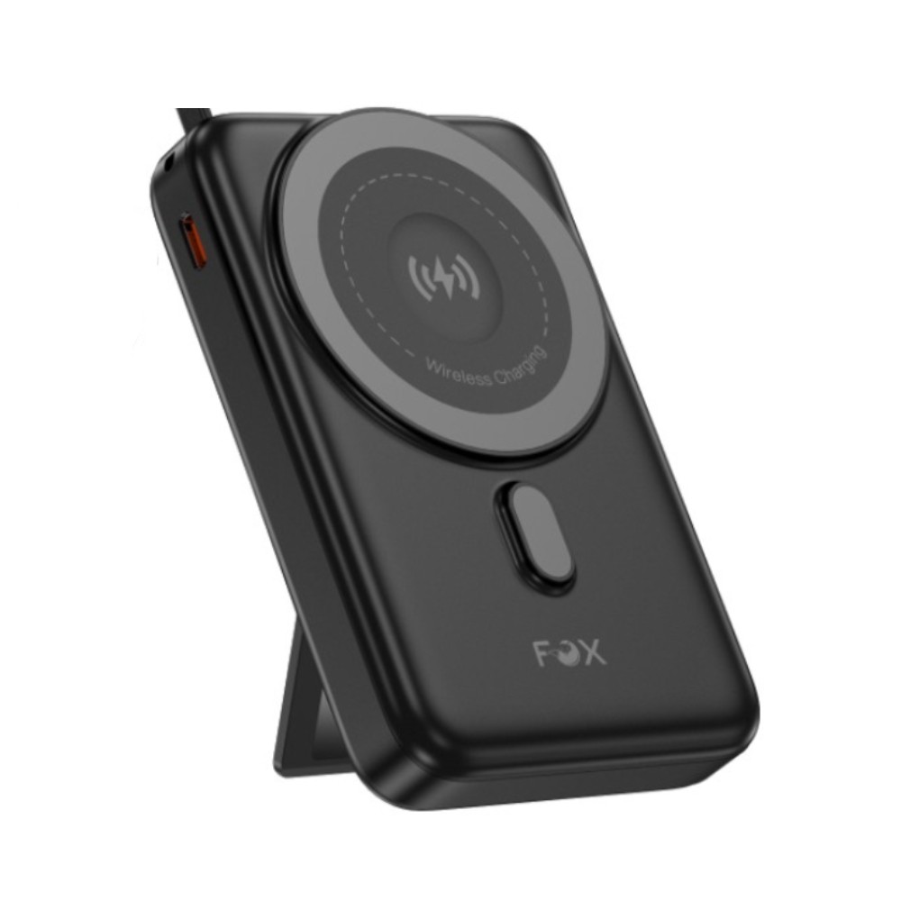 พาวเวอร์แบงค์ FOX 10000 mAh Mini Magnetic Wireless W1081C Black