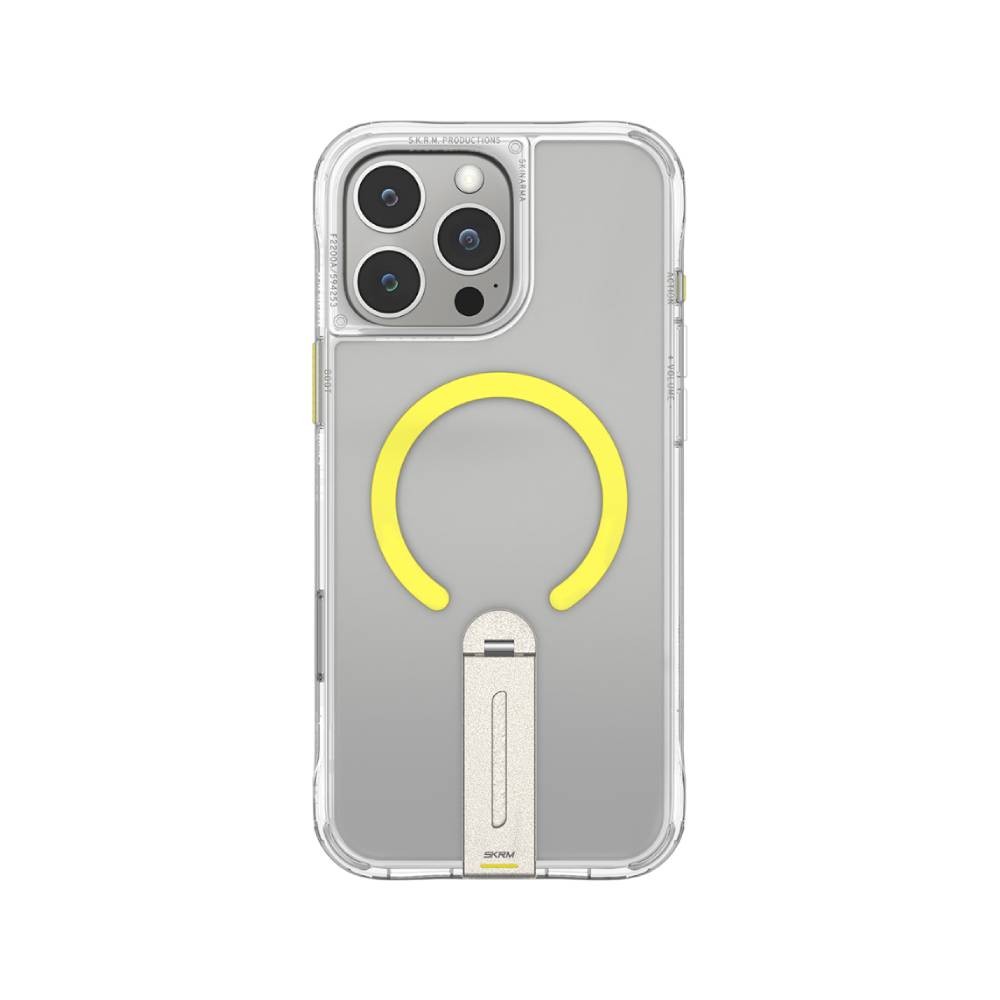 เคส Skinarma iPhone 16 Pro Max HELIX Mag Charge 360 Rotating Stand Clear with Lime Green