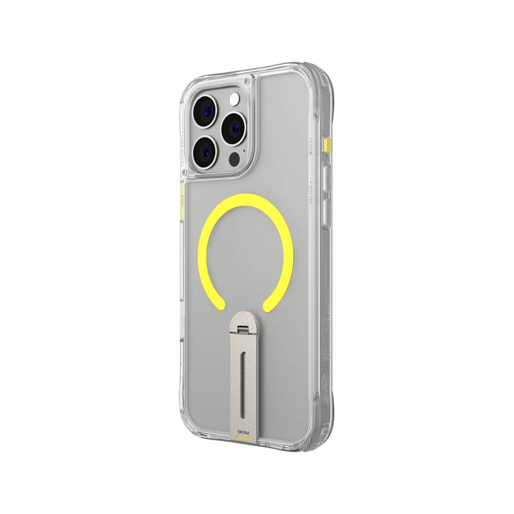 เคส Skinarma iPhone 16 Pro Max HELIX Mag Charge 360 Rotating Stand Clear with Lime Green