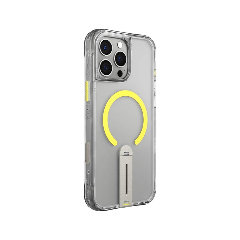 เคส Skinarma iPhone 16 Pro Max HELIX Mag Charge 360 Rotating Stand Clear with Lime Green
