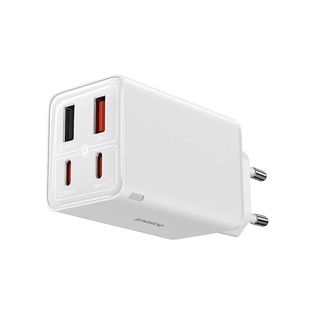 อะแดปเตอร์ Baseus Wall USB Charger 2 USB-A / 2 USB-C (PD65W) GaN6 Pro White (TISI)