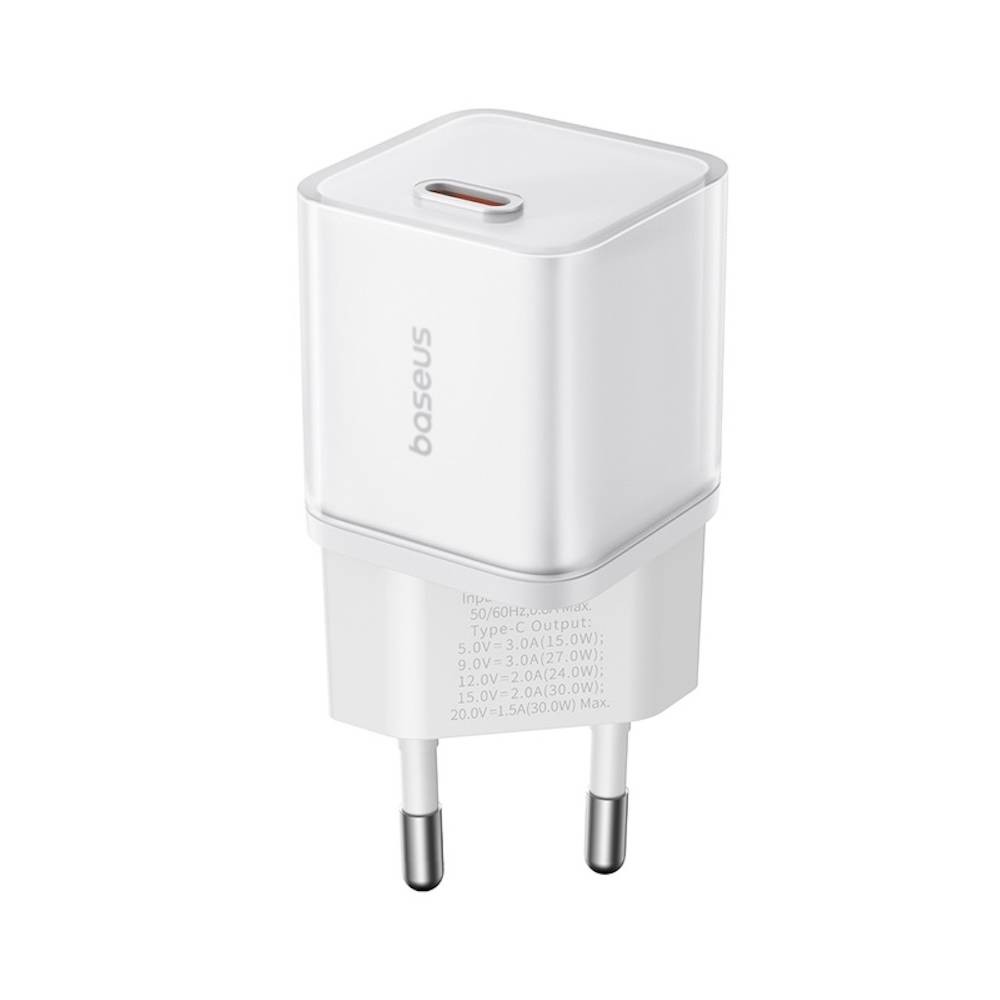 อะแดปเตอร์ Baseus Wall USB Charger USB-C (PD30W) GaN5S White (TISI)