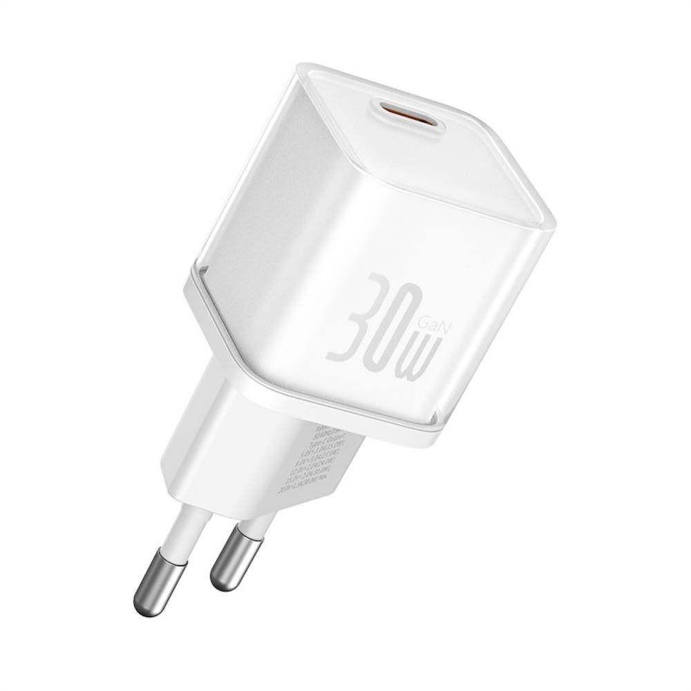อะแดปเตอร์ Baseus Wall USB Charger 1 USB-C (PD30W) GaN5S White (TISI)